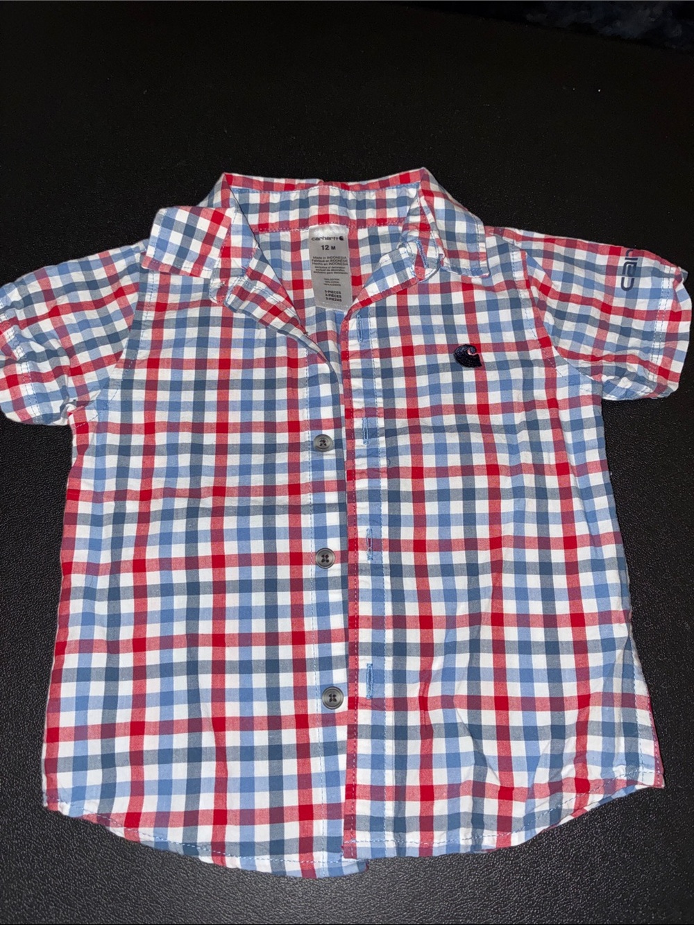 Carhartt Red & Blue Plaid Short Sleeve Button-Down Shirt Carhartt 12 months